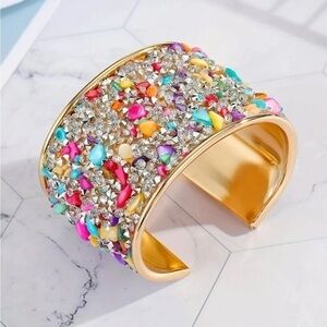 NWT Colorful Gemstone Gold Cuff Bracelet